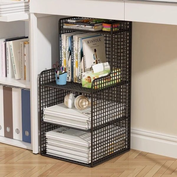 Modern Minimalist Iron Square Side Cabinet Nightstand With 4 Tiers For Living Room And Bedroom - Image 7