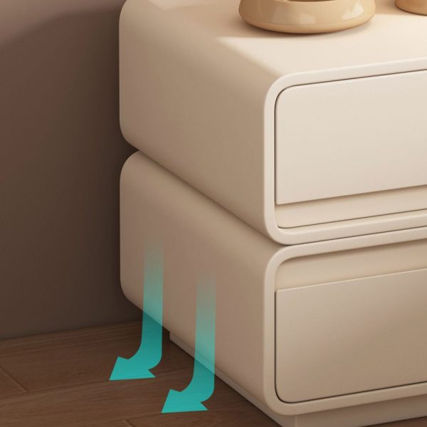 Modern Minimalist Solid Wood And Microfiber Leather Rectangular Nightstand 2 Drawers For Bedroom - Image 13