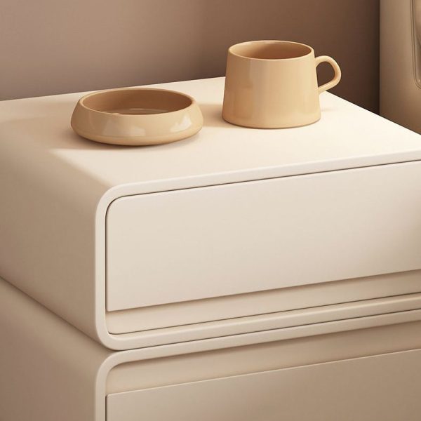 Modern Minimalist Solid Wood And Microfiber Leather Rectangular Nightstand 2 Drawers For Bedroom - Image 11