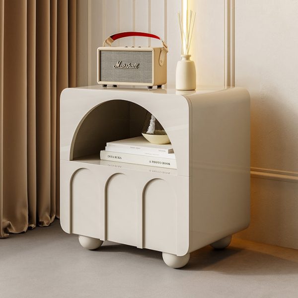 Traditional French Solid Wood Rectangular Arch Design Nightstand 1 Drawer Storage For Bedroom - Image 2