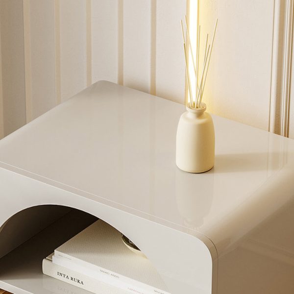 Traditional French Solid Wood Rectangular Arch Design Nightstand 1 Drawer Storage For Bedroom - Image 5