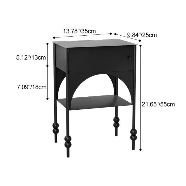 Contemporary Retro Iron Arched Rectangular Nightstand With 2-Tier Cabinet For Bedside - Image 8