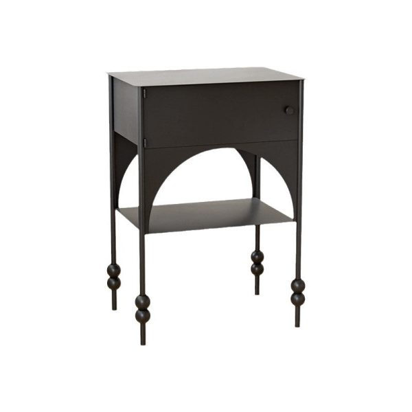 Contemporary Retro Iron Arched Rectangular Nightstand With 2-Tier Cabinet For Bedside - Image 13