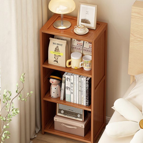Contemporary Nordic Bamboo & Acrylic Rectangular Nightstand With 3/4-Tier Storage For Bedroom - Image 3