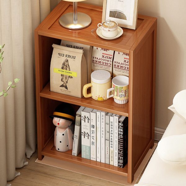 Contemporary Nordic Bamboo & Acrylic Rectangular Nightstand With 3/4-Tier Storage For Bedroom - Image 5
