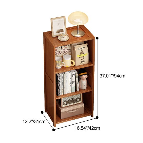 Contemporary Nordic Bamboo & Acrylic Rectangular Nightstand With 3/4-Tier Storage For Bedroom - Image 7
