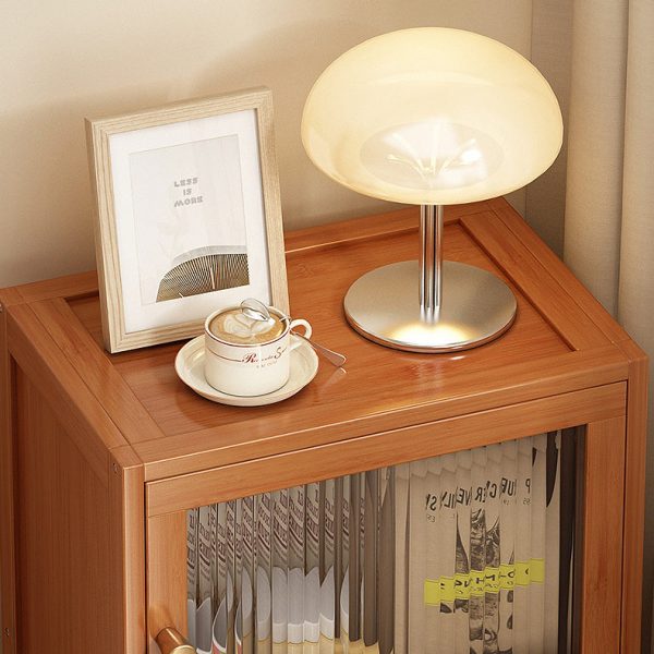 Contemporary Nordic Bamboo & Acrylic Rectangular Nightstand With 3/4-Tier Storage For Bedroom - Image 8