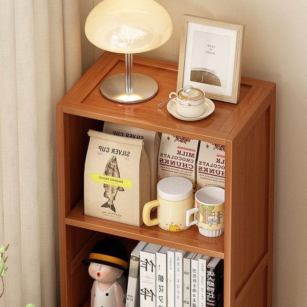 Contemporary Nordic Bamboo & Acrylic Rectangular Nightstand With 3/4-Tier Storage For Bedroom - Image 12