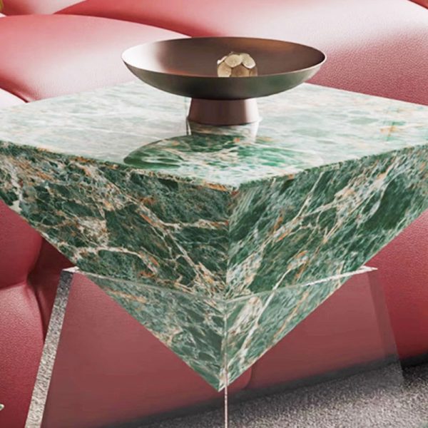 Modern Luxury Slab & Acrylic Cone End Table 1-Tray For Living Room - Image 8