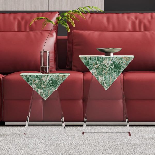 Modern Luxury Slab & Acrylic Cone End Table 1-Tray For Living Room - Image 3