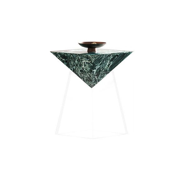 Modern Luxury Slab & Acrylic Cone End Table 1-Tray For Living Room - Image 16