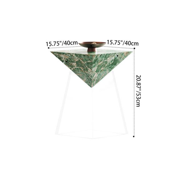 Modern Luxury Slab & Acrylic Cone End Table 1-Tray For Living Room - Image 7