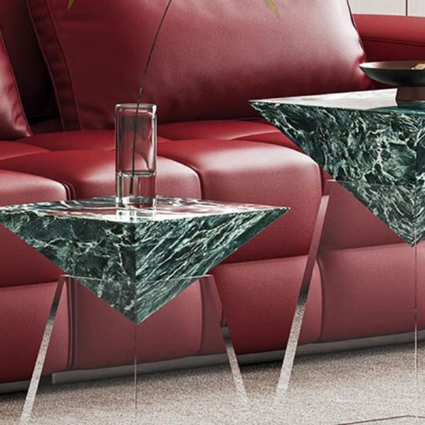 Modern Luxury Slab & Acrylic Cone End Table 1-Tray For Living Room - Image 5