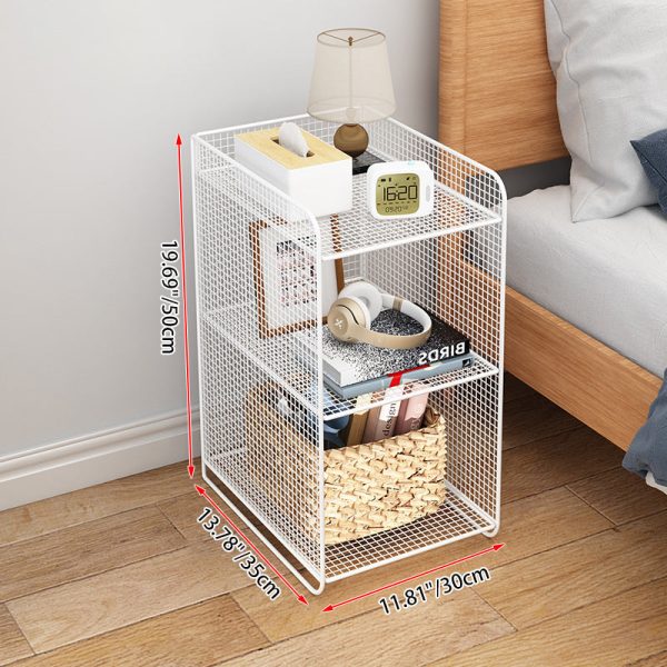 Modern Minimalist Iron Rectangular Narrow Nightstand With 3 Tiers For Living Room & Bedroom - Image 8