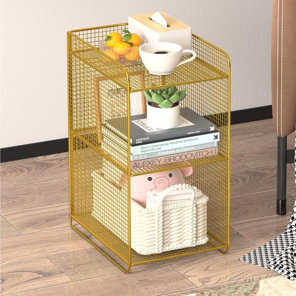 Modern Minimalist Iron Rectangular Narrow Nightstand With 3 Tiers For Living Room & Bedroom - Image 4