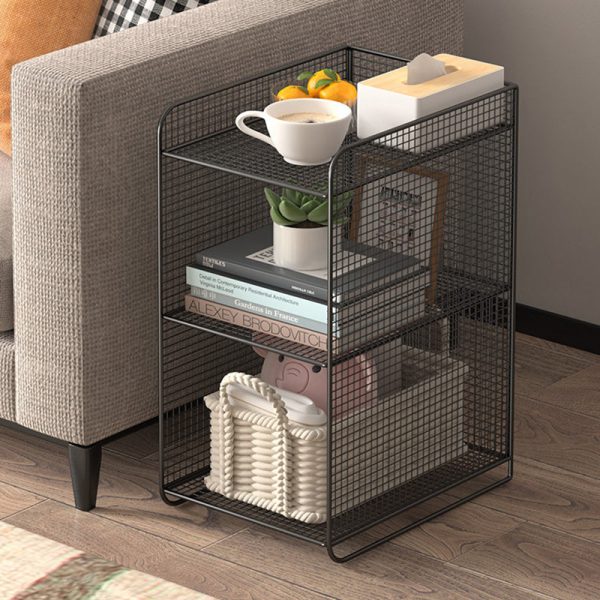 Modern Minimalist Iron Rectangular Narrow Nightstand With 3 Tiers For Living Room & Bedroom - Image 3