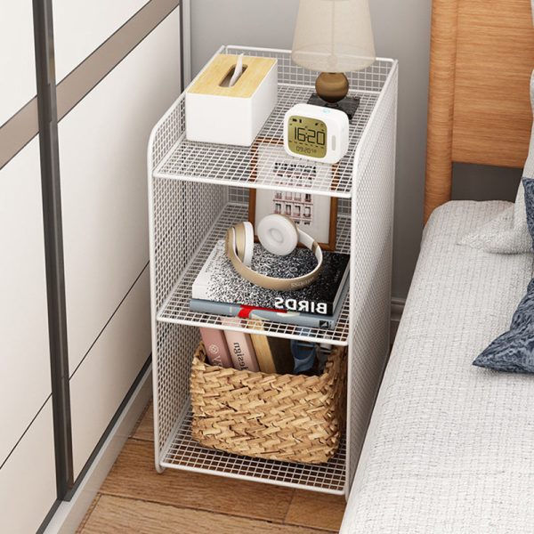 Modern Minimalist Iron Rectangular Narrow Nightstand With 3 Tiers For Living Room & Bedroom - Image 2