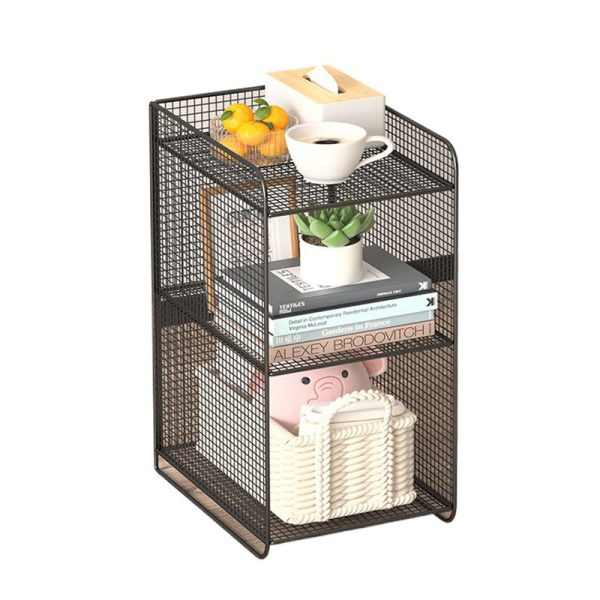 Modern Minimalist Iron Rectangular Narrow Nightstand With 3 Tiers For Living Room & Bedroom - Image 16