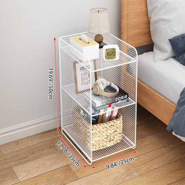 Modern Minimalist Iron Rectangular Narrow Nightstand With 3 Tiers For Living Room & Bedroom - Image 7