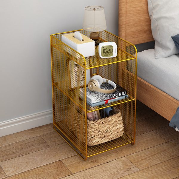 Modern Minimalist Iron Rectangular Narrow Nightstand With 3 Tiers For Living Room & Bedroom - Image 9