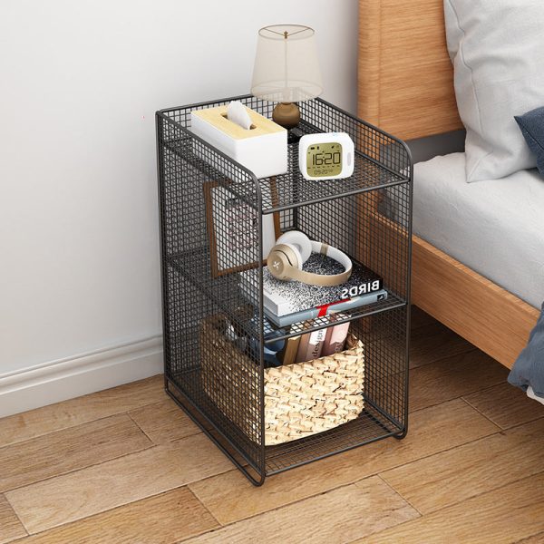 Modern Minimalist Iron Rectangular Narrow Nightstand With 3 Tiers For Living Room & Bedroom - Image 12
