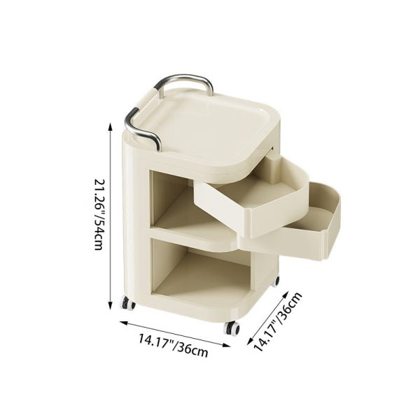 Contemporary Nordic ABS Stainless Steel Square Movable Storage Cart End Table With 2/3/4 Tiers For Bedroom And Living Room - Image 9