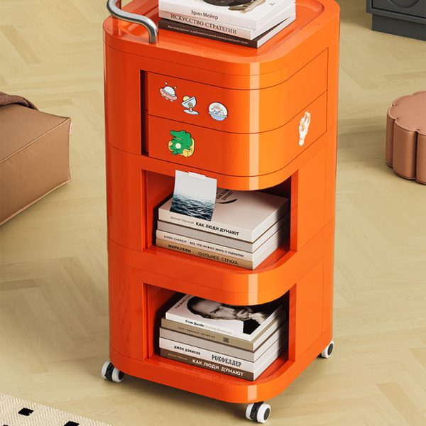 Contemporary Nordic ABS Stainless Steel Square Movable Storage Cart End Table With 2/3/4 Tiers For Bedroom And Living Room - Image 22