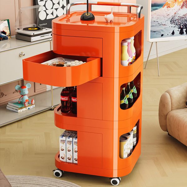 Contemporary Nordic ABS Stainless Steel Square Movable Storage Cart End Table With 2/3/4 Tiers For Bedroom And Living Room - Image 24