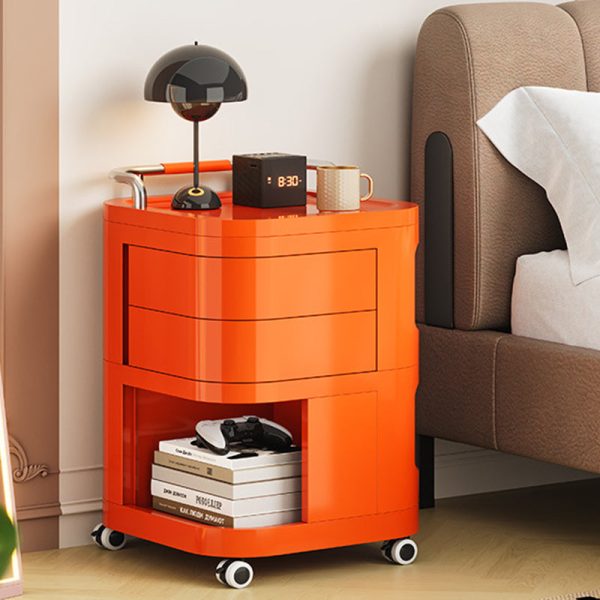 Contemporary Nordic ABS Stainless Steel Square Movable Storage Cart End Table With 2/3/4 Tiers For Bedroom And Living Room - Image 6