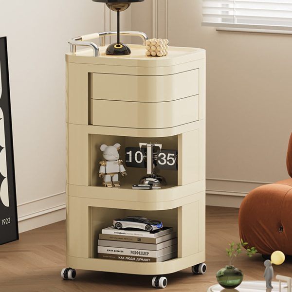 Contemporary Nordic ABS Stainless Steel Square Movable Storage Cart End Table With 2/3/4 Tiers For Bedroom And Living Room - Image 27