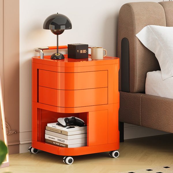Contemporary Nordic ABS Stainless Steel Square Movable Storage Cart End Table With 2/3/4 Tiers For Bedroom And Living Room - Image 26