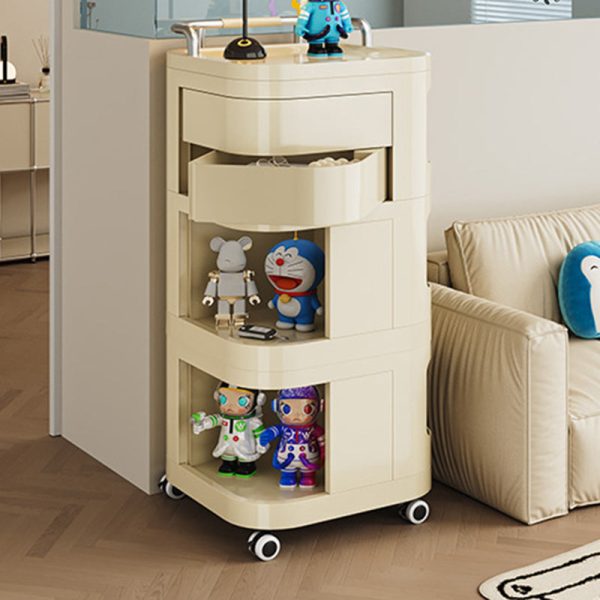 Contemporary Nordic ABS Stainless Steel Square Movable Storage Cart End Table With 2/3/4 Tiers For Bedroom And Living Room - Image 7