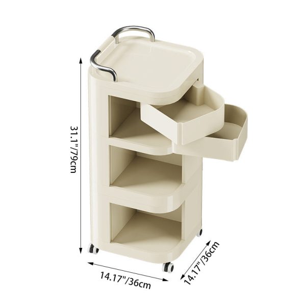 Contemporary Nordic ABS Stainless Steel Square Movable Storage Cart End Table With 2/3/4 Tiers For Bedroom And Living Room - Image 10