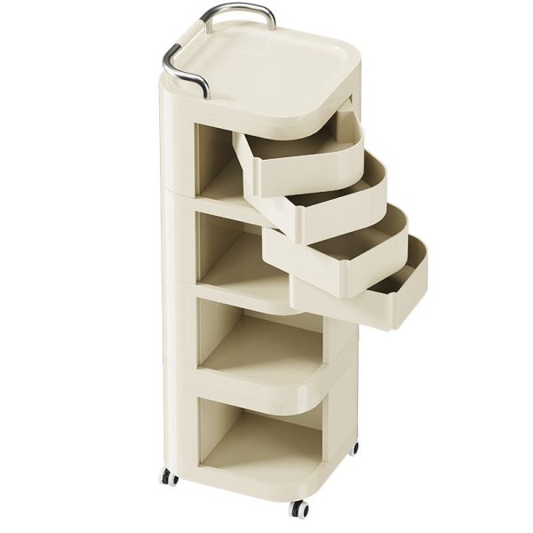 Contemporary Nordic ABS Stainless Steel Square Movable Storage Cart End Table With 2/3/4 Tiers For Bedroom And Living Room - Image 36