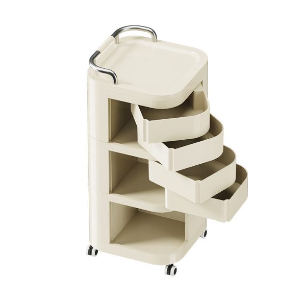 Contemporary Nordic ABS Stainless Steel Square Movable Storage Cart End Table With 2/3/4 Tiers For Bedroom And Living Room - Image 34