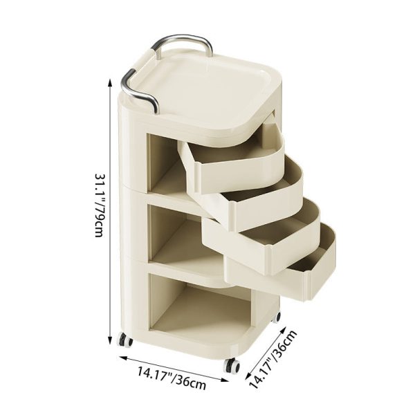 Contemporary Nordic ABS Stainless Steel Square Movable Storage Cart End Table With 2/3/4 Tiers For Bedroom And Living Room - Image 11