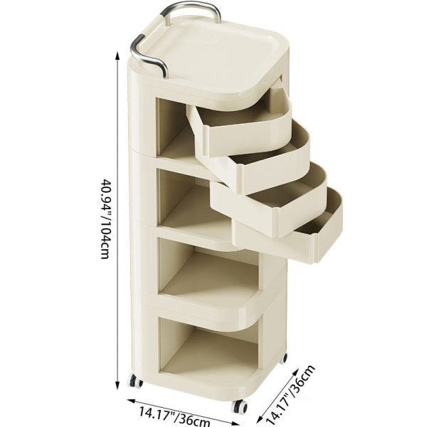 Contemporary Nordic ABS Stainless Steel Square Movable Storage Cart End Table With 2/3/4 Tiers For Bedroom And Living Room - Image 12