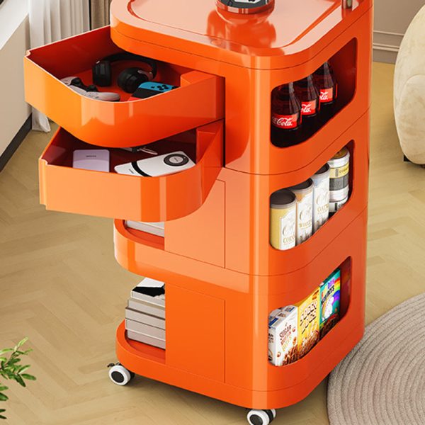 Contemporary Nordic ABS Stainless Steel Square Movable Storage Cart End Table With 2/3/4 Tiers For Bedroom And Living Room - Image 20