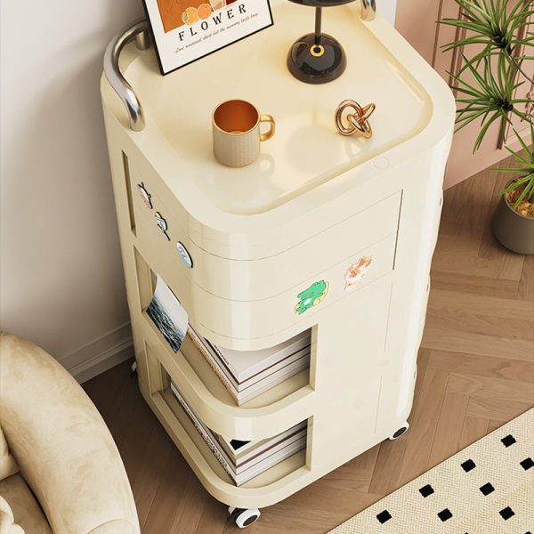 Contemporary Nordic ABS Stainless Steel Square Movable Storage Cart End Table With 2/3/4 Tiers For Bedroom And Living Room - Image 19
