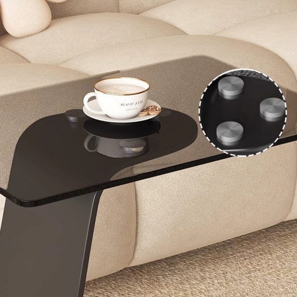 Modern Minimalist Tempered Glass & Carbon Steel Rectangular C-Shaped End Table With 2-Tier Design For Living Room And Bedroom - Image 10