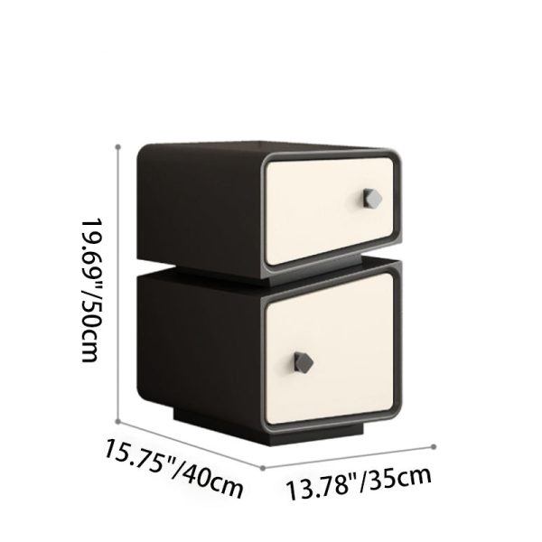 Modern Minimalist Solid Wood & Microfiber Leather Rectangular Split-Cut Nightstand With 2 Drawers For Bedroom - Image 7