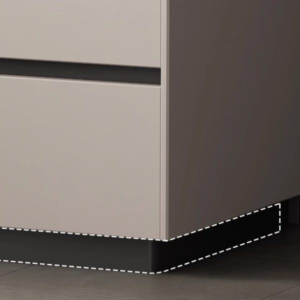 Modern Minimalist Slab Solid Wood & Microfiber Leather Rectangular Nightstand With 2 Drawers For Bedroom - Image 13