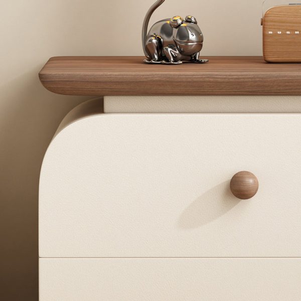 Modern Mid-Century Solid Wood & Scratch-Resistant Leather Rectangular Nightstand With 2 Drawers For Bedside - Image 16