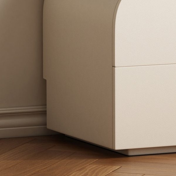 Modern Mid-Century Solid Wood & Scratch-Resistant Leather Rectangular Nightstand With 2 Drawers For Bedside - Image 18