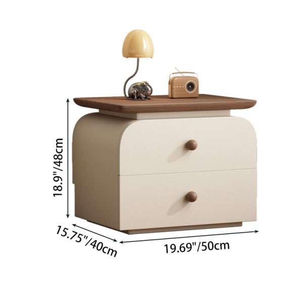Modern Mid-Century Solid Wood & Scratch-Resistant Leather Rectangular Nightstand With 2 Drawers For Bedside - Image 11