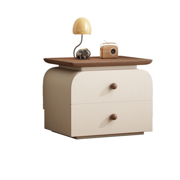 Modern Mid-Century Solid Wood & Scratch-Resistant Leather Rectangular Nightstand With 2 Drawers For Bedside - Image 38
