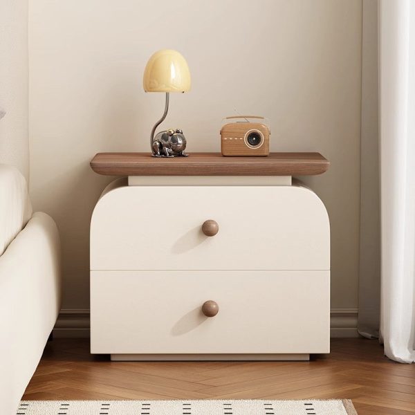 Modern Mid-Century Solid Wood & Scratch-Resistant Leather Rectangular Nightstand With 2 Drawers For Bedside - Image 29