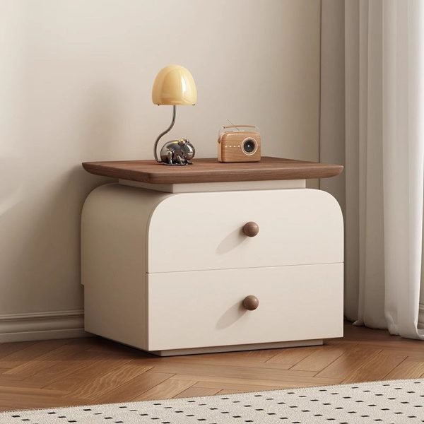 Modern Mid-Century Solid Wood & Scratch-Resistant Leather Rectangular Nightstand With 2 Drawers For Bedside - Image 30