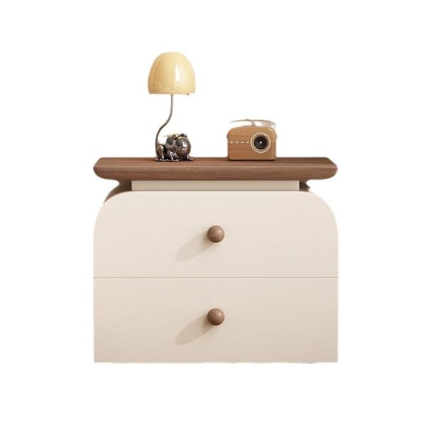 Modern Mid-Century Solid Wood & Scratch-Resistant Leather Rectangular Nightstand With 2 Drawers For Bedside - Image 35