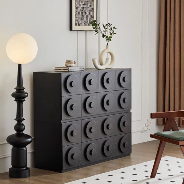 Contemporary Retro Solid Wood Square Combination Nightstand With 1-Drawer & 1-Cabinet For Bedroom Or Living Room